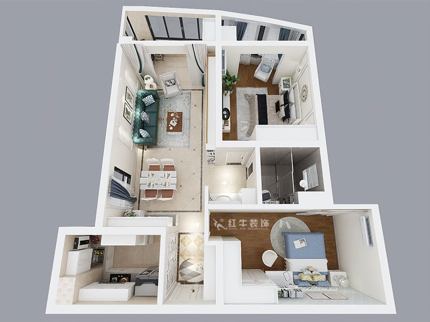 熊皓宇_海德衛(wèi)城2-3-2202-100㎡-簡約歐式風格_2室2廳1衛(wèi)(老房翻新)_成品家¥144000_全包14萬00_04鳥瞰圖