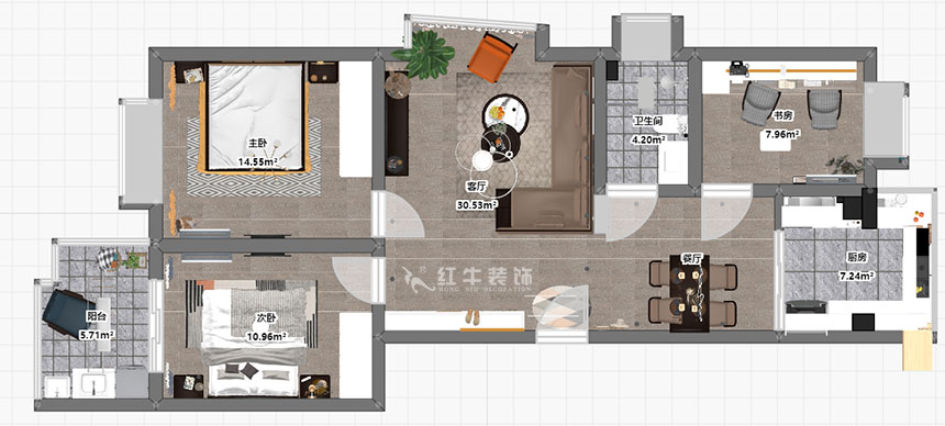 熊皓宇_東城水岸6-B-204-100㎡-現(xiàn)代簡約風(fēng)格_3室2廳1衛(wèi)(老房翻新)_成品家¥165270_全包14萬00_03彩平圖