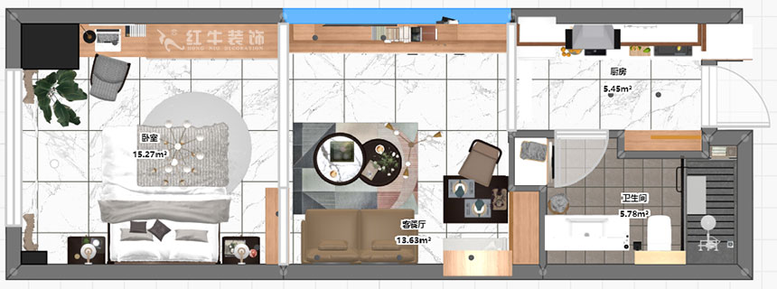 賈庭|中海桃源鉑公館406-60㎡-北歐風(fēng)格|1室1廳1衛(wèi)|新房裝修|定制家¥77018|全包7