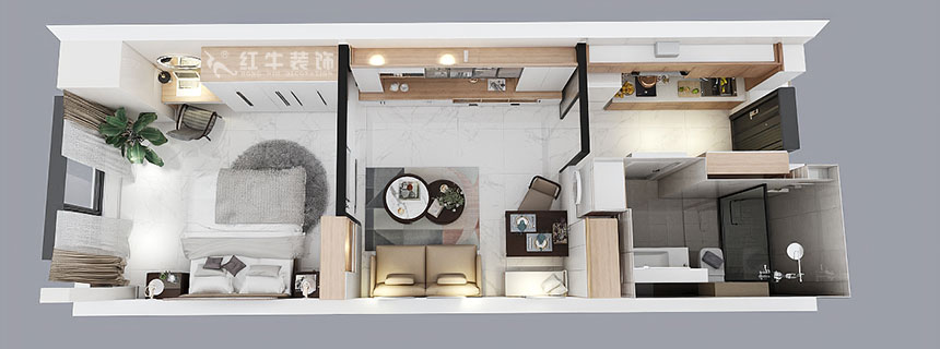 賈庭|中海桃源鉑公館406-60㎡-北歐風(fēng)格|1室1廳1衛(wèi)|新房裝修|定制家¥77018|全包7