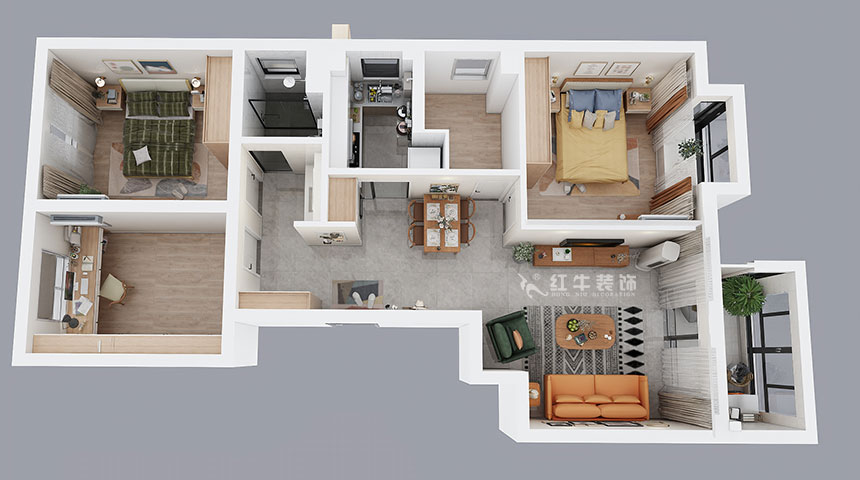 賈庭|中垠紫金觀邸4-1-901-105㎡-北歐風(fēng)格|3室2廳2衛(wèi)|新房裝修|定制家¥133000|全包13