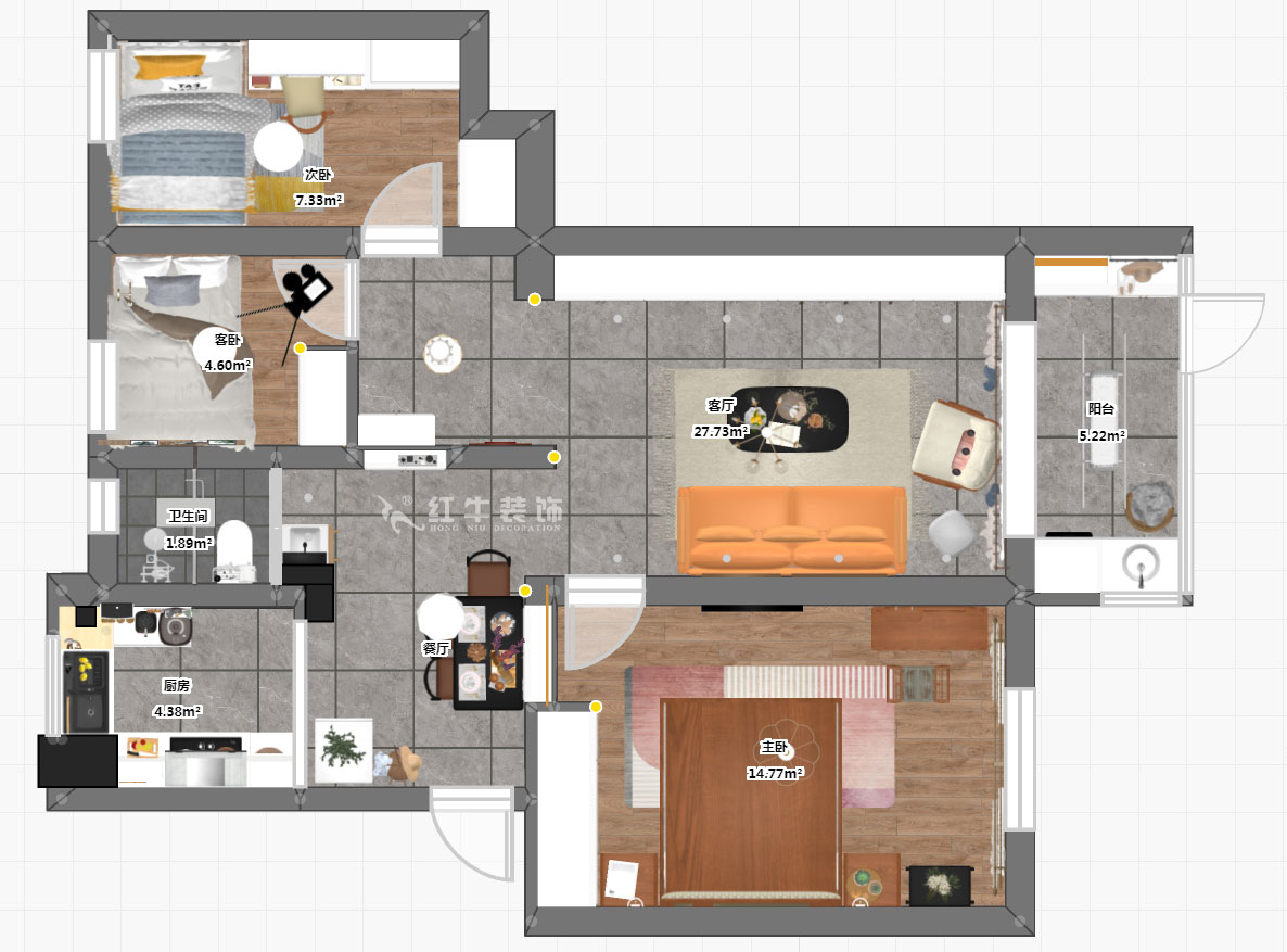 魏明花|水佑崗22-2-103-80㎡-現(xiàn)代簡約風(fēng)格|3室2廳1衛(wèi)|二手房裝修|成品家¥135494|全包13