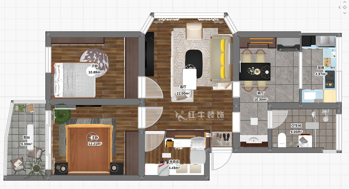 朱彥|龍蟠花苑2-5-302-86㎡-簡約風(fēng)格|3室2廳1衛(wèi)|老房裝修|定制家¥97500|全包10萬|00_03彩平圖