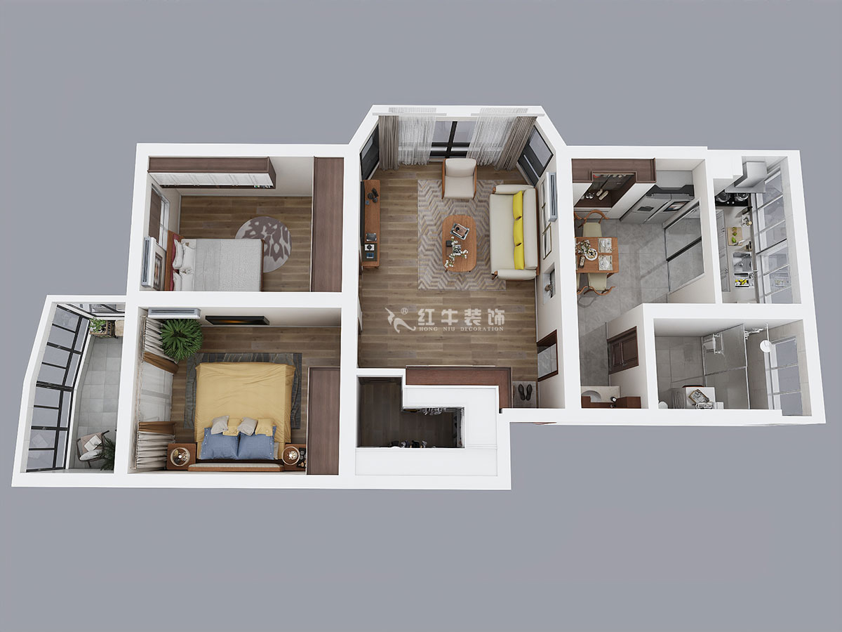 朱彥|龍蟠花苑2-5-302-86㎡-簡約風(fēng)格|3室2廳1衛(wèi)|老房裝修|定制家¥97500|全包10萬|00_04鳥瞰圖