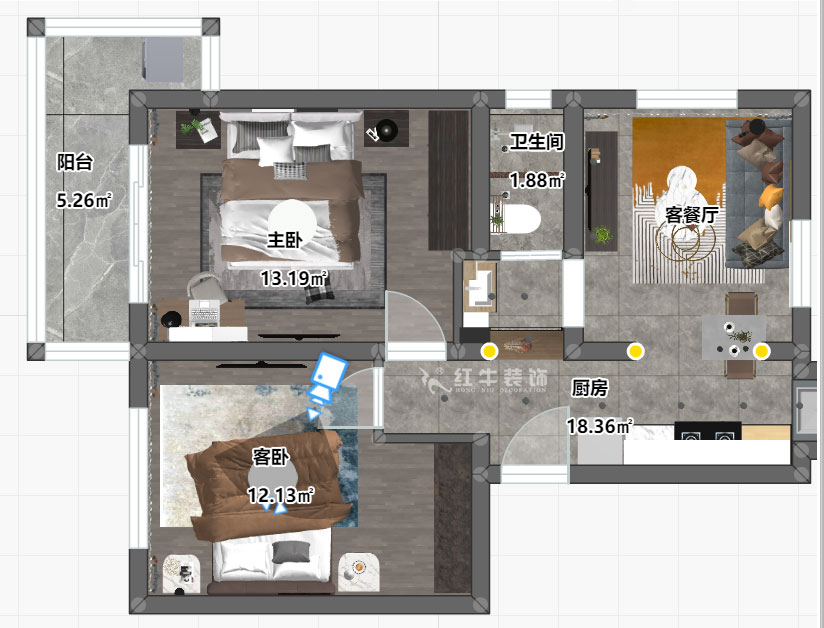 劉曉芳|大樹根24-7(401)-63㎡-現(xiàn)代風(fēng)格|2室2廳1衛(wèi)|老房裝修|定制家¥94000|全包9