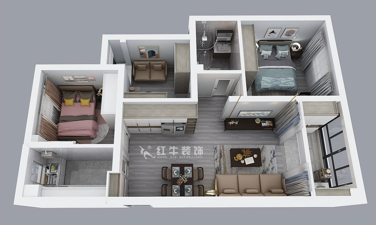 仇美蓉|中南世紀(jì)雅苑二期1-2-2005-78㎡-簡約風(fēng)格|3室2廳1衛(wèi)|新房裝修|成品家¥120306|全包12萬|00_04鳥瞰圖