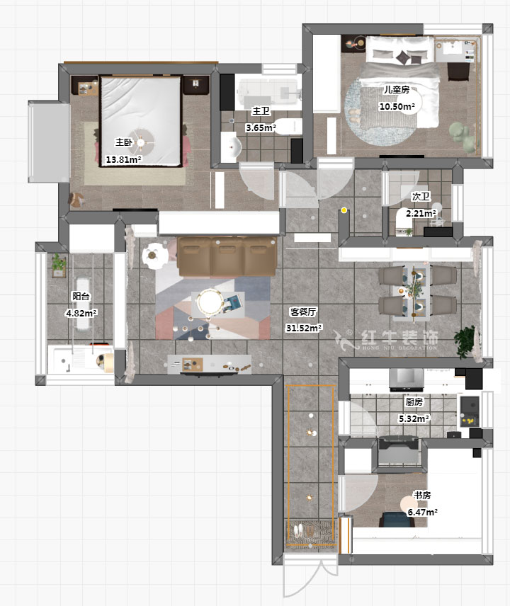 魏明花|弘陽時(shí)光里14-2-1108-96㎡-現(xiàn)代簡約風(fēng)格|3室2廳2衛(wèi)|二手房裝修|定制家¥146925|全包14