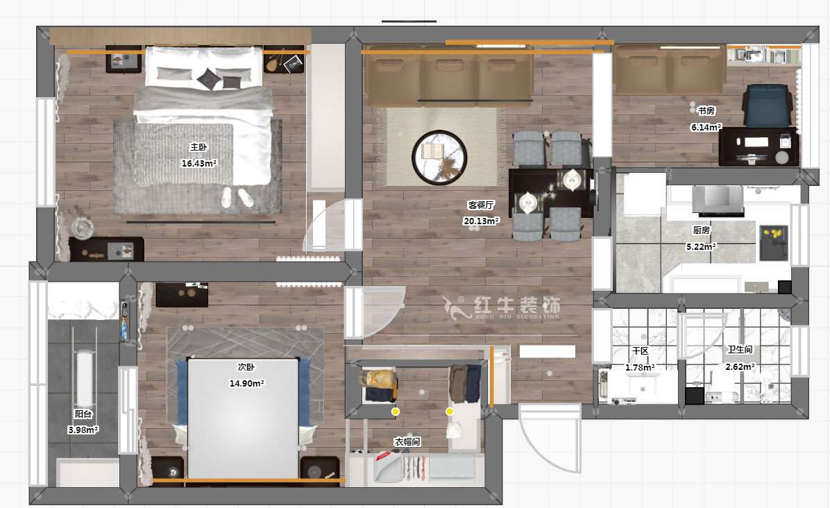 孟憲濤|苜蓿園大街238號4-3-706-88㎡-簡約風格|3室1廳1衛(wèi)|老房裝修|定制家¥135121|全包14萬|00_03彩平圖