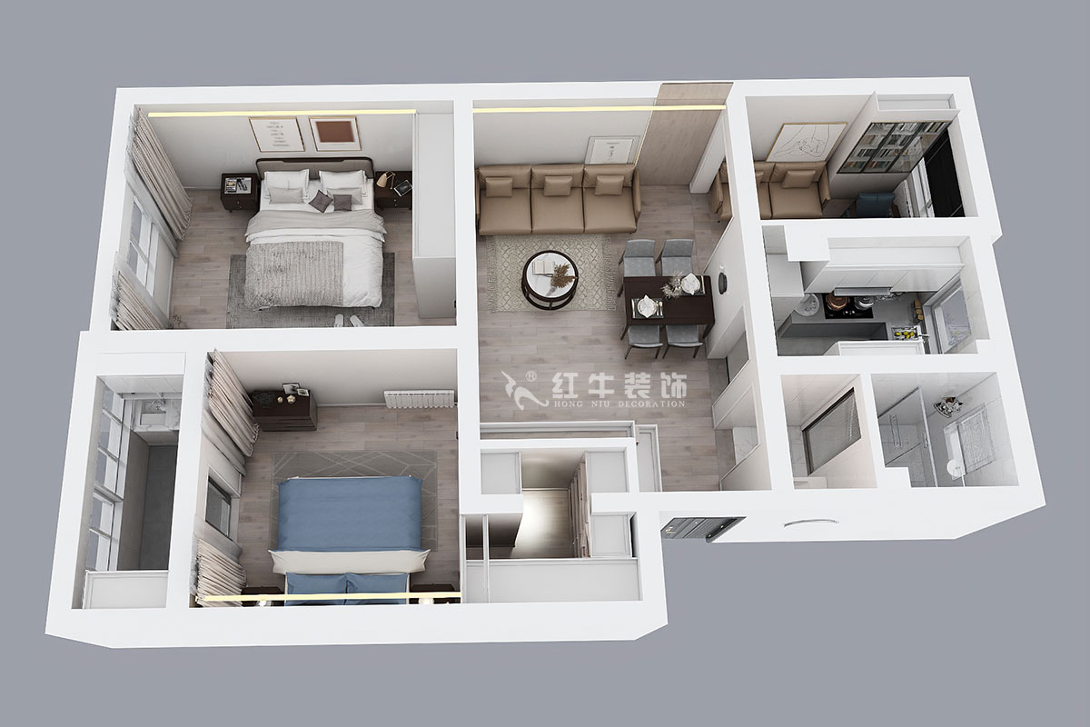孟憲濤|苜蓿園大街238號4-3-706-88㎡-簡約風格|3室1廳1衛(wèi)|老房裝修|定制家¥135121|全包14萬|00_04鳥瞰圖