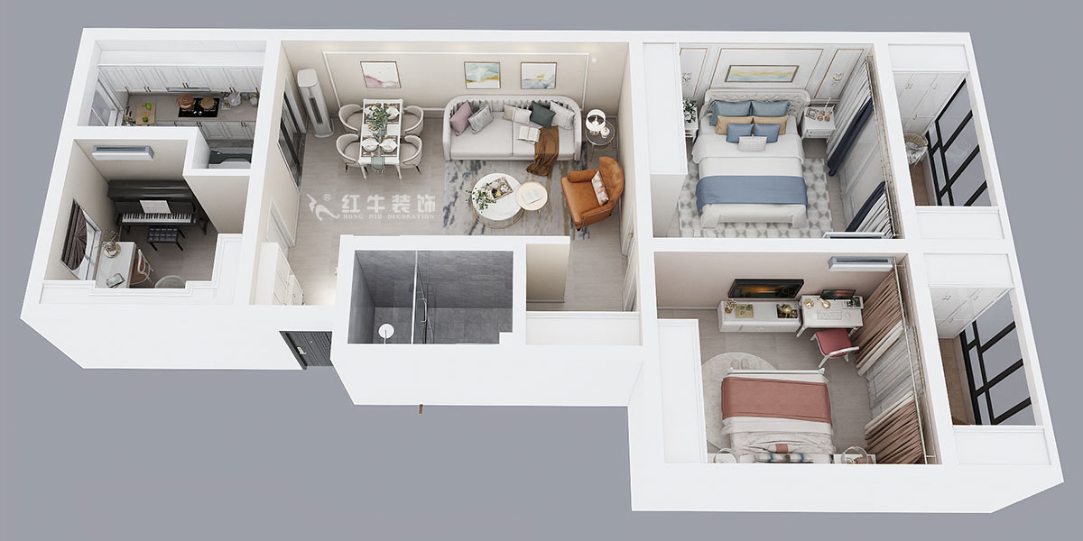 仇美蓉|止馬村5-508-103㎡-簡美風(fēng)格|3室2廳1衛(wèi)|二手房裝修|定制家¥120483|全包13萬|00_04鳥瞰圖