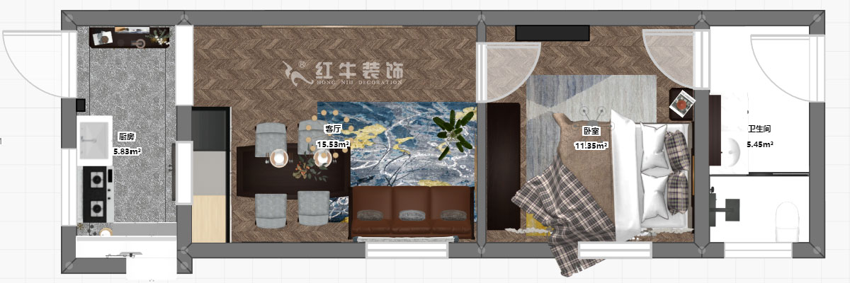 朱明琪|文昌宮6-101-45㎡-現(xiàn)代簡(jiǎn)約風(fēng)格|1室1廳1衛(wèi)|老房裝修|定制家¥84206|全包9萬|00_03彩平圖