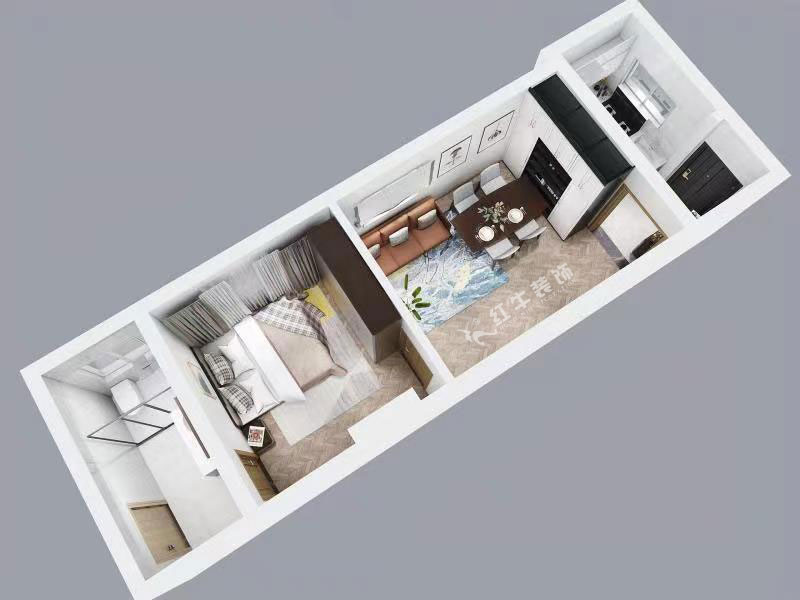 朱明琪|文昌宮6-101-45㎡-現(xiàn)代簡(jiǎn)約風(fēng)格|1室1廳1衛(wèi)|老房裝修|定制家¥84206|全包9萬|00_04鳥瞰圖