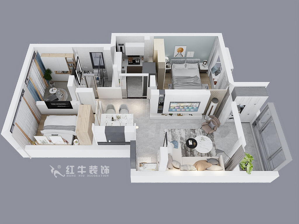 顧娟|花雨南庭4-1-201-79㎡-現(xiàn)代風(fēng)格|3室2廳1衛(wèi)|老房裝修|定制家¥80200|全包12萬|00_04鳥瞰圖