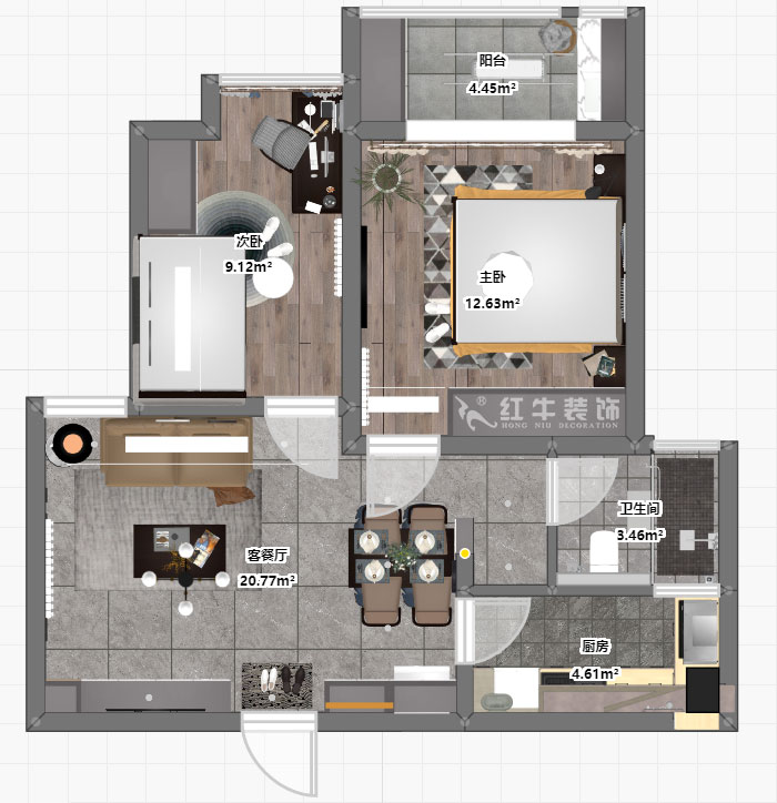 張桐瑋|龍蟠和園1-1804-64㎡-現(xiàn)代簡約風(fēng)格|2室1廳1衛(wèi)|新房裝修|定制家¥87700|全包10萬|00_03彩平圖