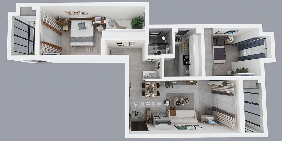 仇美蓉|御道嘉庭1-1-704-90㎡-簡約風(fēng)格|2室2廳1衛(wèi)|新房裝修|定制家¥120137|全包12萬|00_04鳥瞰圖