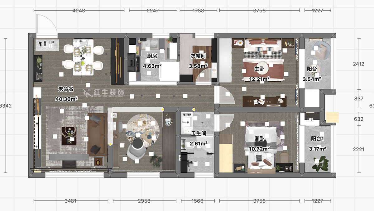 顧娟|御道嘉庭5-2-610-107㎡-現(xiàn)代風(fēng)格|3室2廳1衛(wèi)|新房裝修|定制家¥134800|全包15萬(wàn)|00_03彩平圖