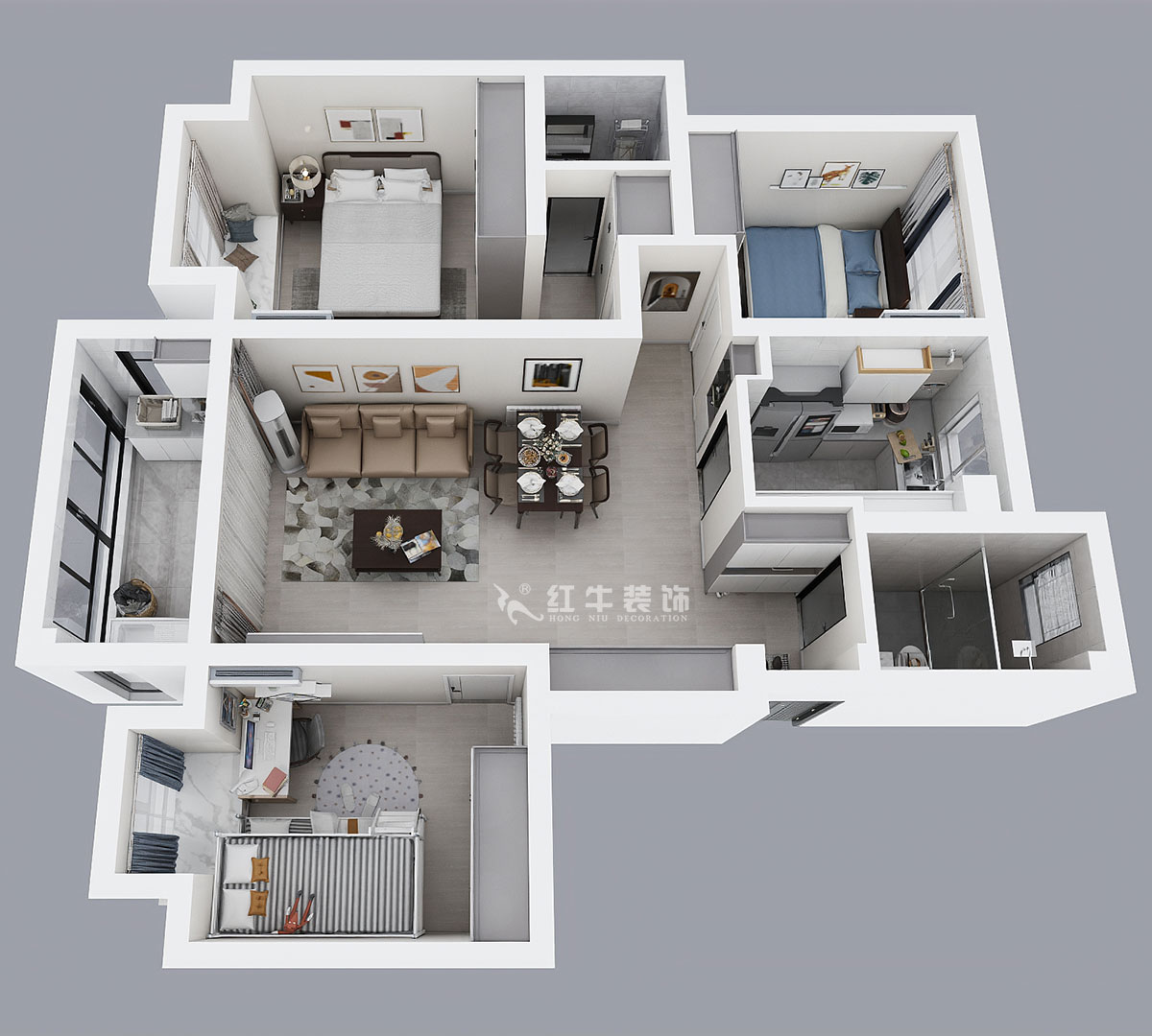 劉萍萍|中南山錦花城10-1-802-97㎡-簡(jiǎn)約風(fēng)格|3室2廳2衛(wèi)|老房裝修|定制家¥132780|全包14萬(wàn)|00_04鳥(niǎo)瞰圖
