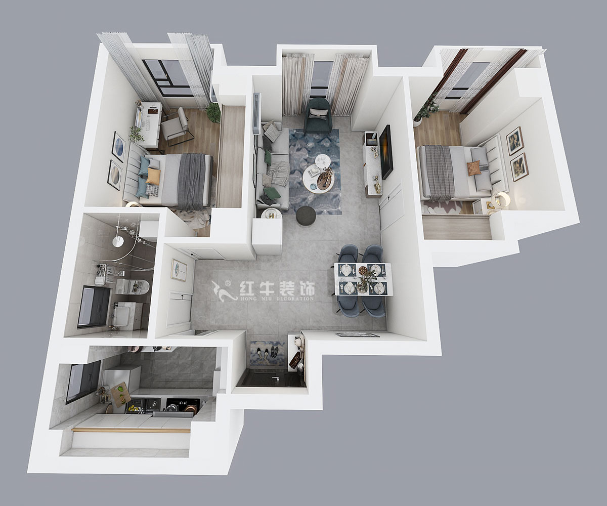 孟憲濤|明發(fā)城市廣場22-803-78㎡-簡約風格|2室1廳1衛(wèi)|商用房裝修|定制家¥105000|全包12萬|00_04鳥瞰圖