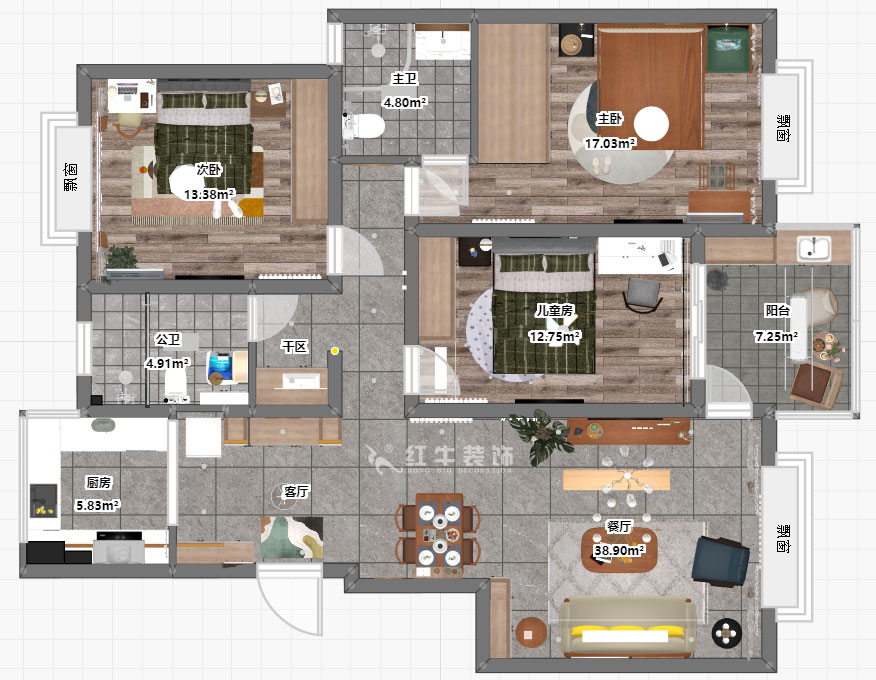 魏明花|水秀花園15-701-128㎡-現(xiàn)代簡(jiǎn)約風(fēng)格|3室2廳2衛(wèi)|二手房裝修|定制家¥176904|全包17