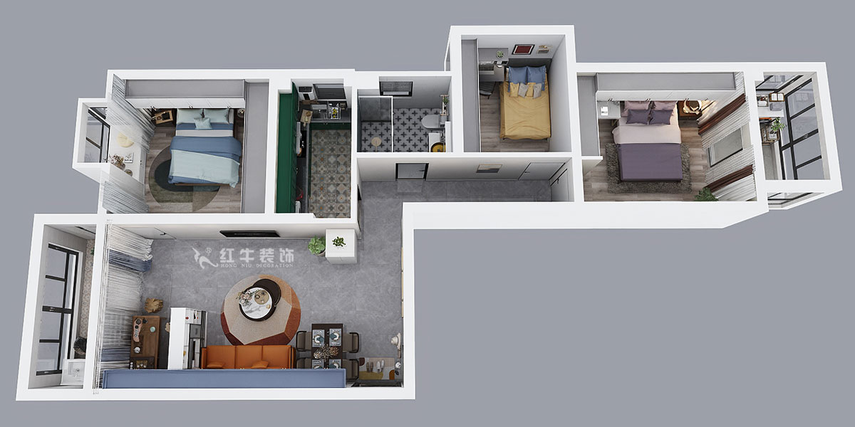 朱明琪|御道嘉庭8-1105-109㎡-現(xiàn)代簡(jiǎn)約風(fēng)格|3室2廳1衛(wèi)|新房裝修|定制家¥155777|全包15萬|00_04鳥瞰圖