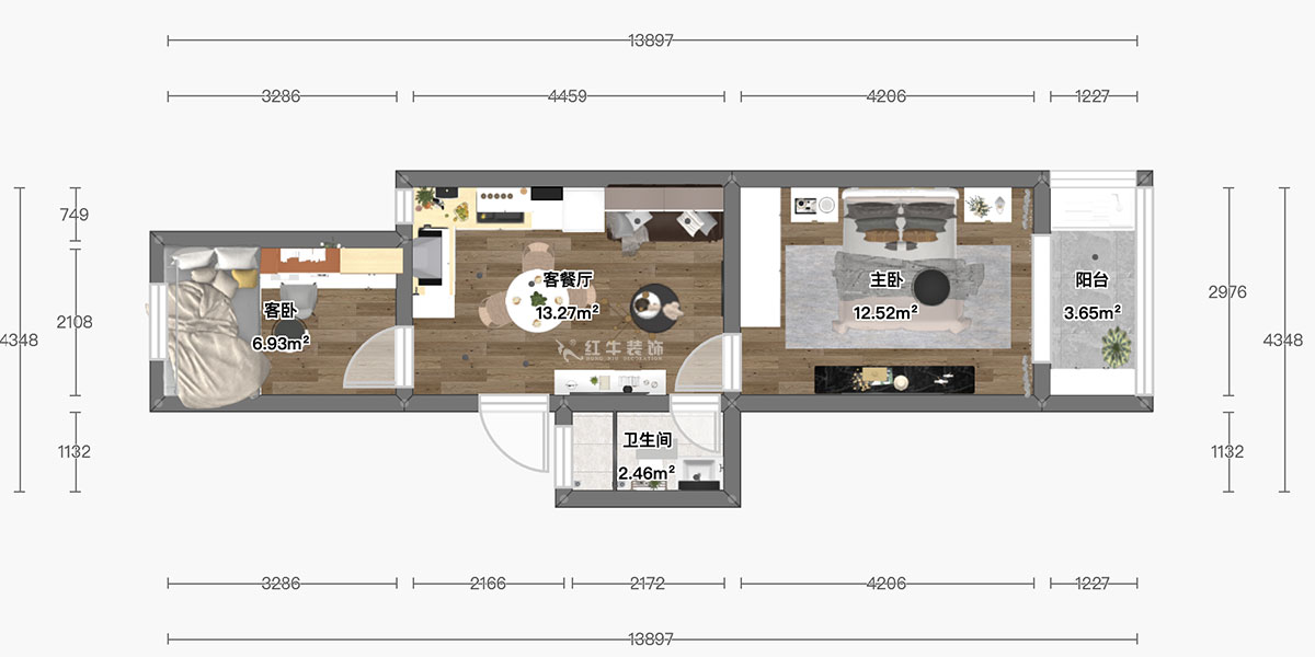 顧娟|衛(wèi)崗26號(hào)4-3-606-60㎡-簡(jiǎn)歐風(fēng)格|3室2廳1衛(wèi)|舊房裝修|定制家¥81300|全包11萬|00_04彩平圖