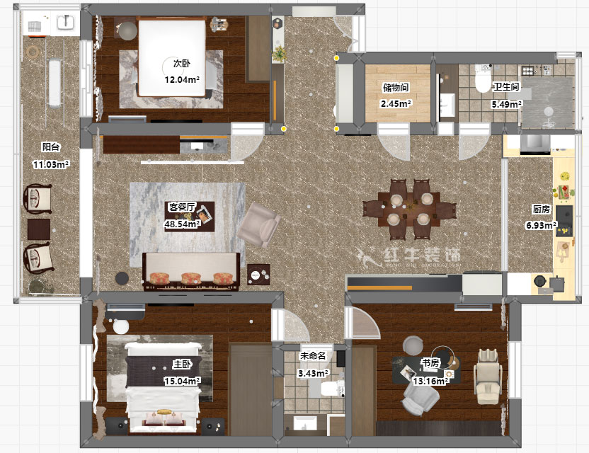 魏明花|漢中門大街3號-3-4-307-147㎡-現(xiàn)代簡約風(fēng)格|3室2廳2衛(wèi)|二手房裝修|定制家¥212979|全包21萬|00_02彩平圖