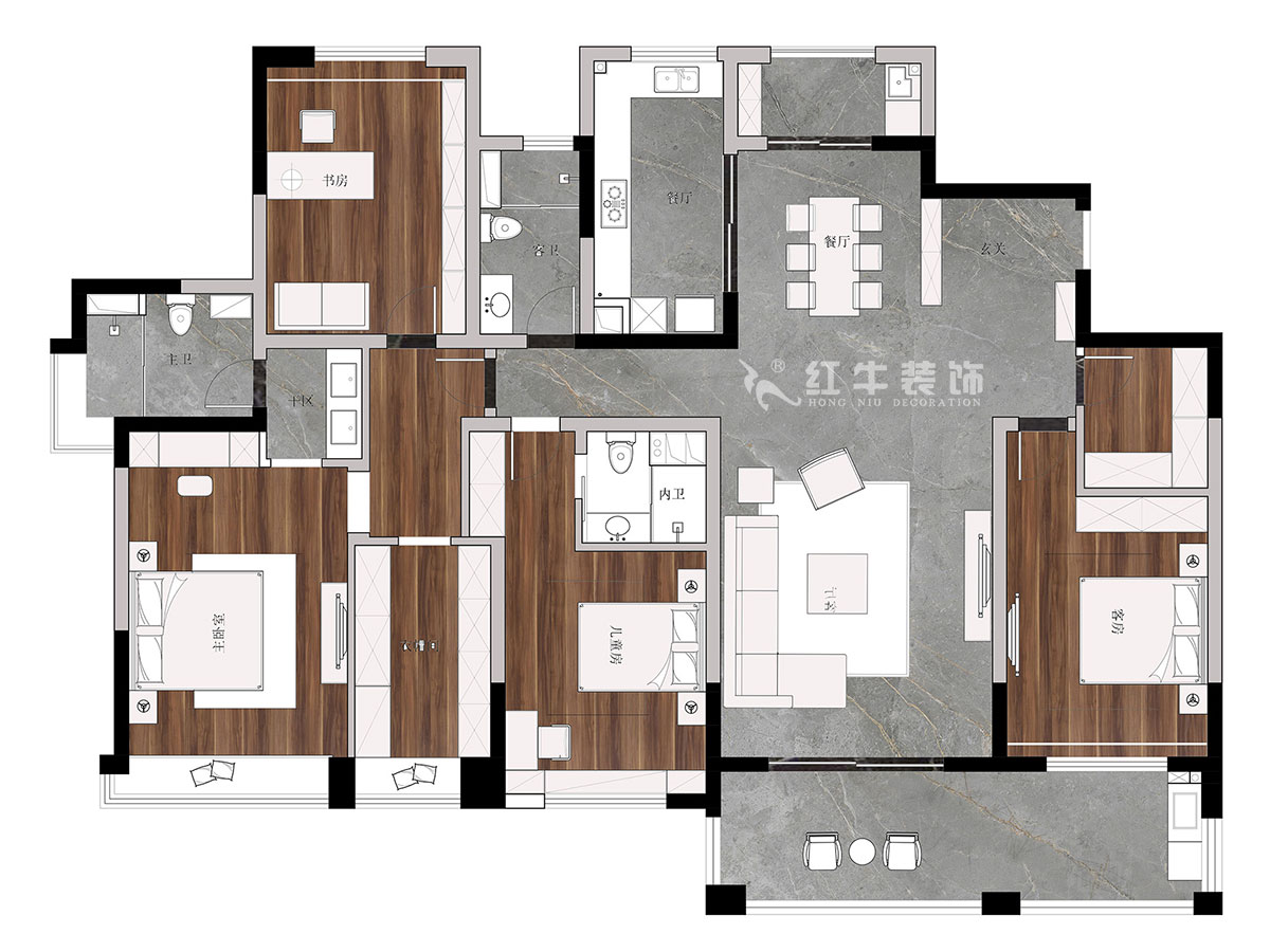 【實景案例】陸利民|天瓏灣150-1603-240㎡-現(xiàn)代輕奢風格|4室2廳3衛(wèi)|定制家¥338430|全包40萬|00_02彩平圖