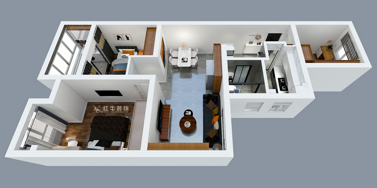 張智猿|紫楊佳園二期22-407-86㎡-北歐風(fēng)格|3室2廳1衛(wèi)|新房裝修|定制家¥108698|全包11萬(wàn)|00_04鳥瞰圖