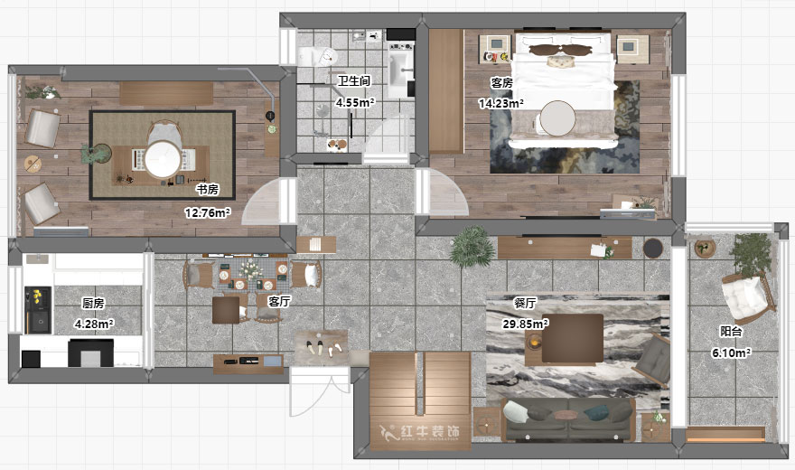 吳波|錢塘望景20-2-505-140㎡-現(xiàn)代風(fēng)格|4室2廳2衛(wèi)|舊房裝修|定制家¥171024|全包17