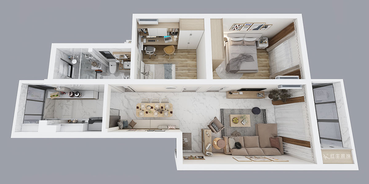 朱彥|廣廈嘉苑9-2-203-85㎡-簡(jiǎn)約風(fēng)格|2室2廳1衛(wèi)|老房翻新|定制家¥120900|全包12萬(wàn)|00_04鳥(niǎo)瞰圖