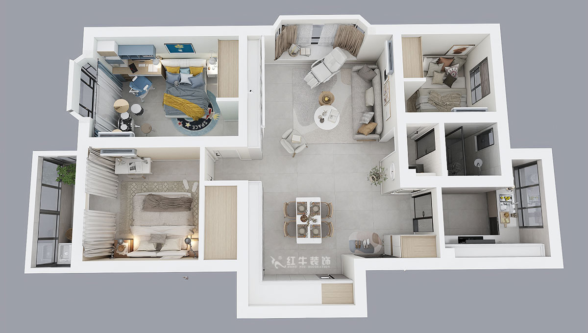 魏明花|東寶花園12-402-96㎡-現(xiàn)代簡約風(fēng)格|3室2廳1衛(wèi)|二手房裝修|定制家¥161200|全包12