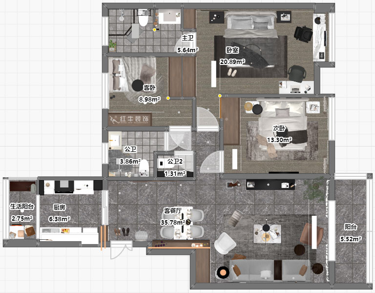 劉小勇|武夷商城2-401-138㎡-現(xiàn)代風格|3室2廳2衛(wèi)|老房裝修|定制家¥180000|全包18