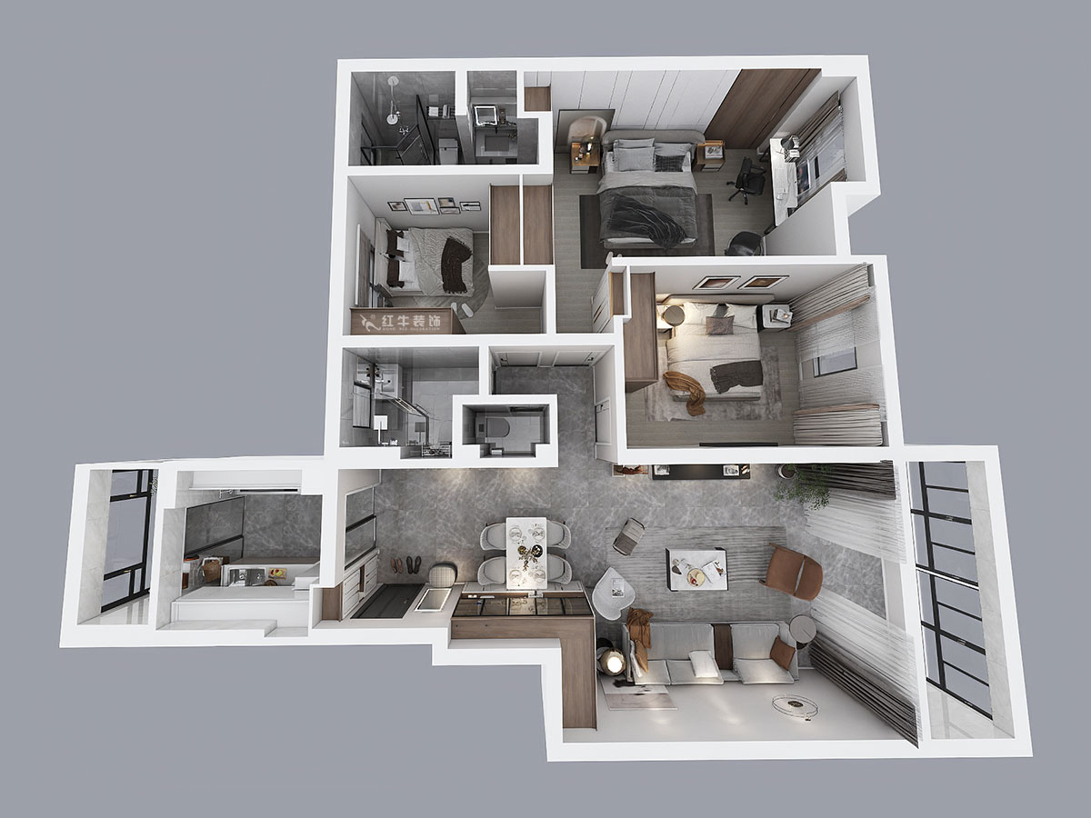 劉小勇|武夷商城2-401-138㎡-現(xiàn)代風格|3室2廳2衛(wèi)|老房裝修|定制家¥180000|全包18