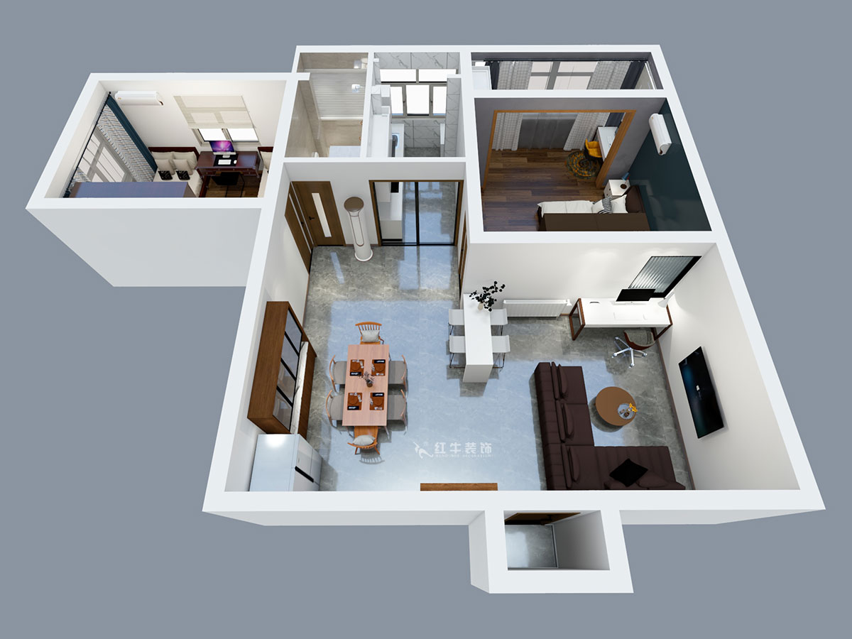 張智猿|申家巷48號706-100㎡-現(xiàn)代風(fēng)格|2室2廳1衛(wèi)|老房裝修|定制家¥94813|全包10萬|00_04鳥瞰圖