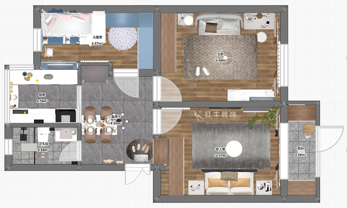 劉小勇|馬鞍山路2號小區(qū)6-101-77㎡-現(xiàn)代簡約風(fēng)格|3室1廳1衛(wèi)|二手房裝修|定制家¥100600|全包10