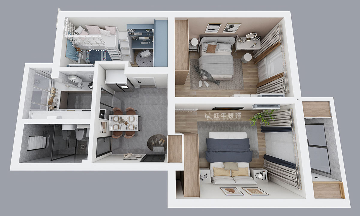 劉小勇|馬鞍山路2號小區(qū)6-101-77㎡-現(xiàn)代簡約風(fēng)格|3室1廳1衛(wèi)|二手房裝修|定制家¥100600|全包10