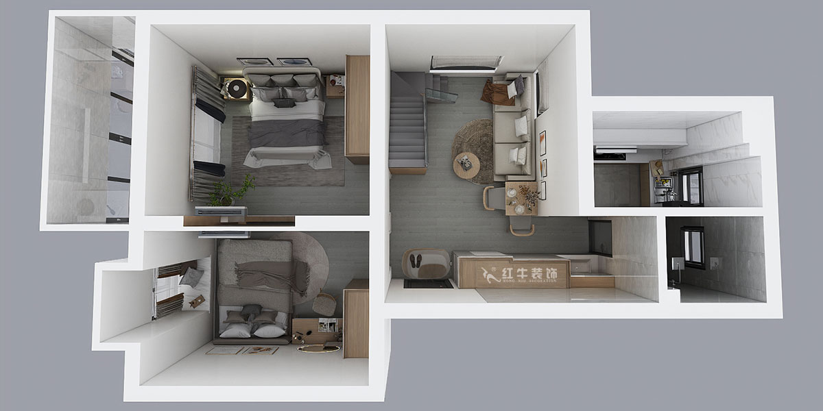 孟憲濤|堯順佳園2期60-606-72㎡-簡約風格|3室1廳1衛(wèi)|新房裝修|定制家|全包11萬|00_05鳥瞰圖