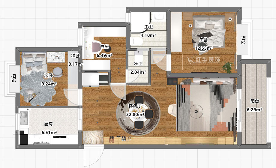 朱彥|威尼斯水城十八街區(qū)6-1505-115㎡-簡約風(fēng)格|3室2廳2衛(wèi)|新房裝修|定制家¥150000|全包15萬|00_03平面彩圖