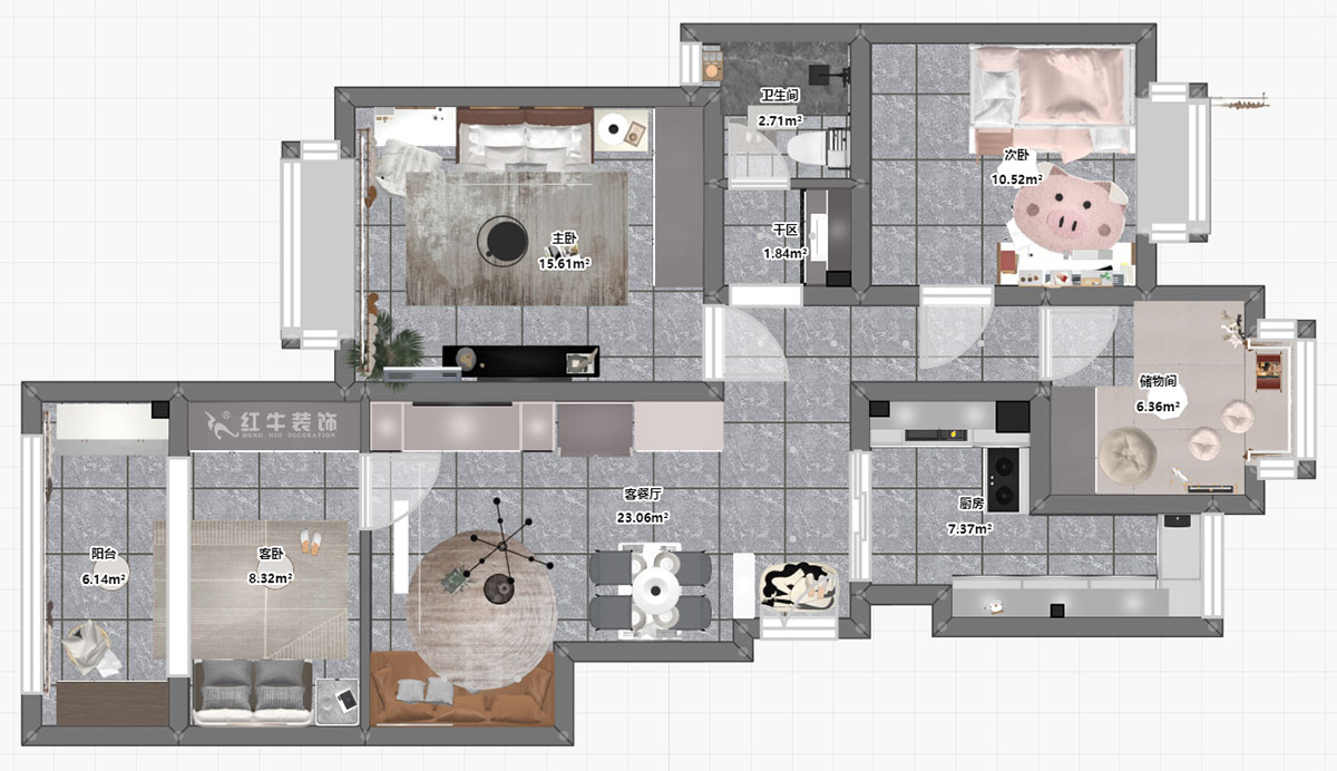 朱彥|托樂嘉睦鄰居-5-604-102㎡-簡約風(fēng)格|4室2廳1衛(wèi)|老房裝修|三房改四房|定制家|全包14萬|00_03平面彩圖