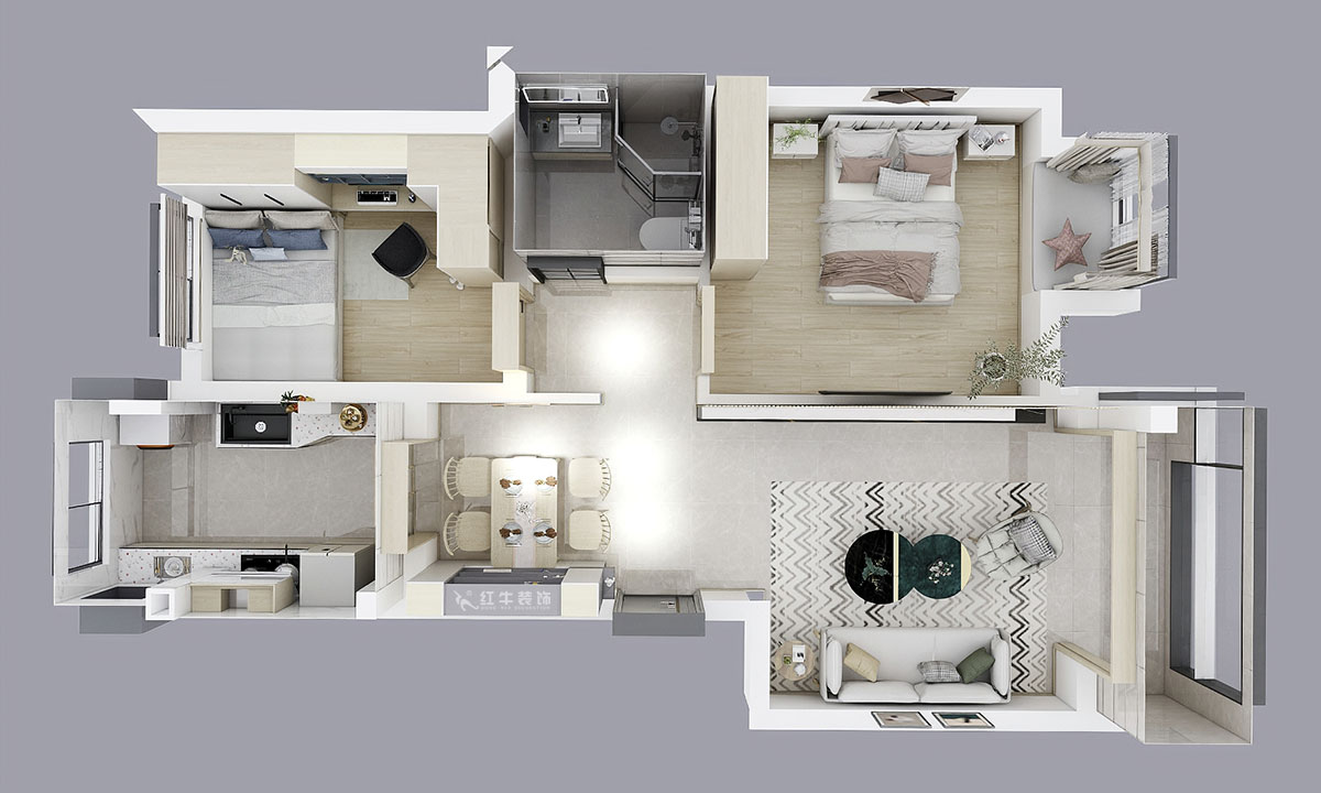 朱明琪|遠(yuǎn)拓橡樹城12-3-505-85㎡-現(xiàn)代簡約風(fēng)格|3室2廳1衛(wèi)|新房裝修|定制家¥120106|全包12萬|00_04鳥瞰圖