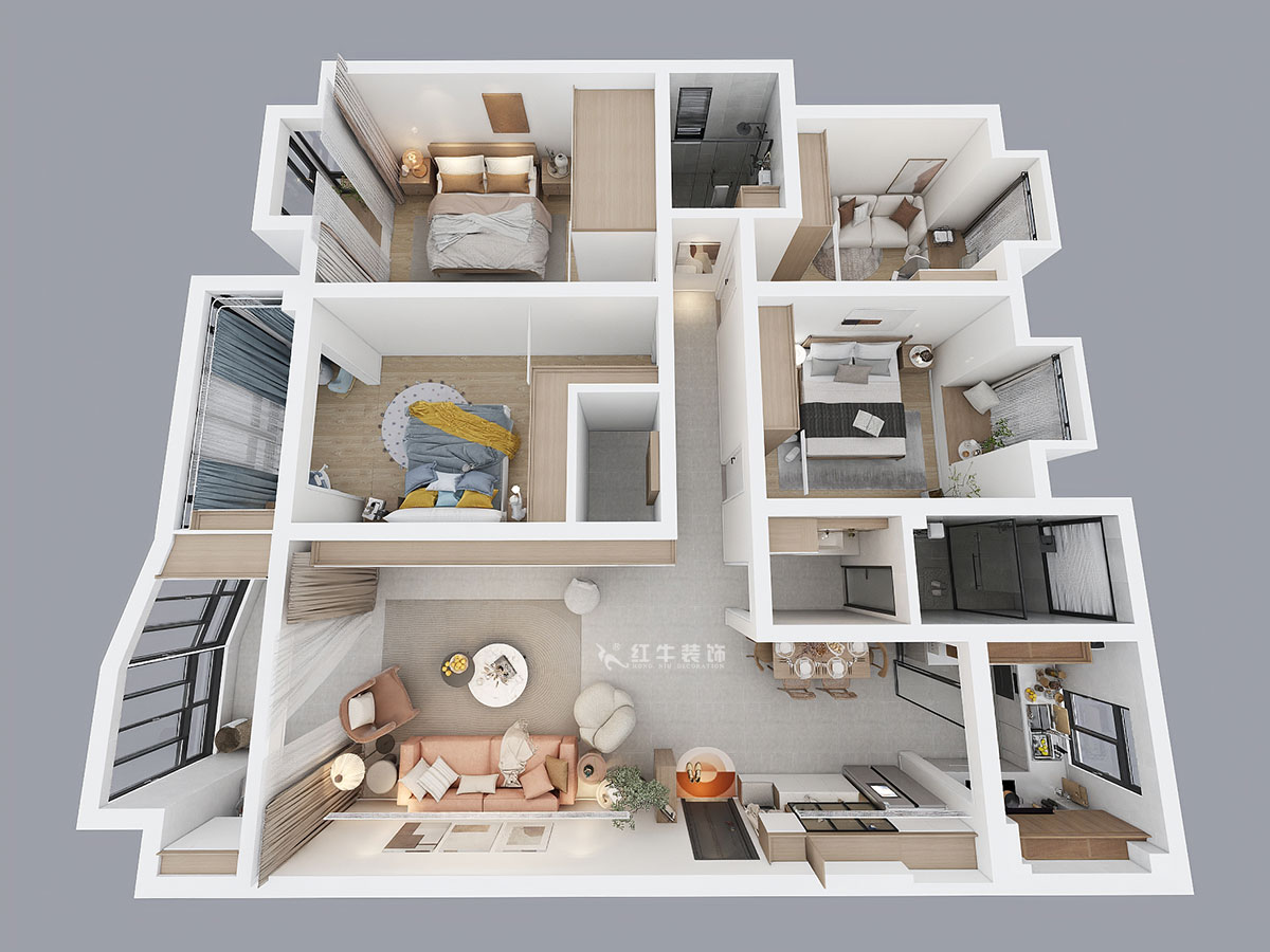 魏明花|武夷綠洲賞桂苑4-3-306-154㎡-現(xiàn)代簡約風(fēng)格|4室2廳2衛(wèi)|二手房裝修|定制家|全包20