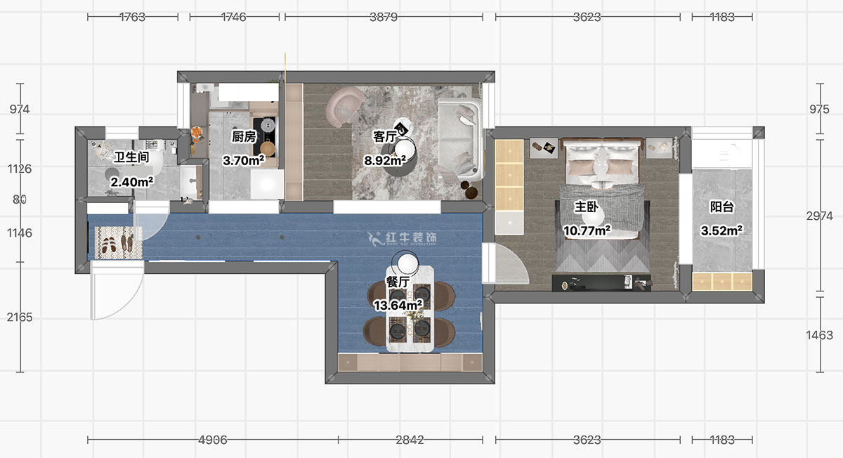 顧娟|高樓門(mén)37-303-60㎡-現(xiàn)代風(fēng)格|1室2廳1衛(wèi)|舊房裝修|定制家¥90700|全包11萬(wàn)|00_03平面彩圖