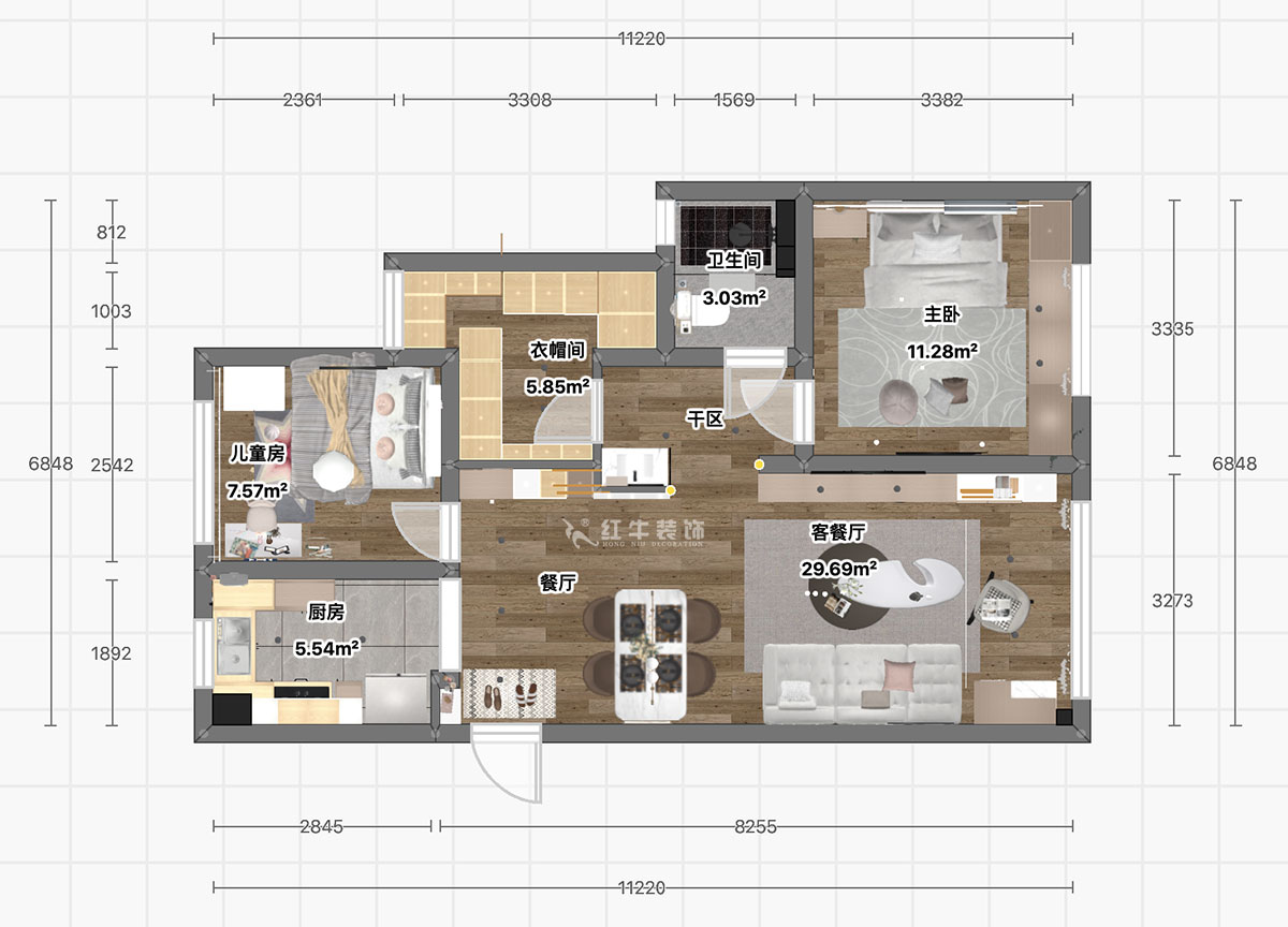 顧娟|中南世紀(jì)雅苑1-2-3205-95㎡-現(xiàn)代風(fēng)格|3室2廳1衛(wèi)|新房裝修|定制家¥103900|全包12