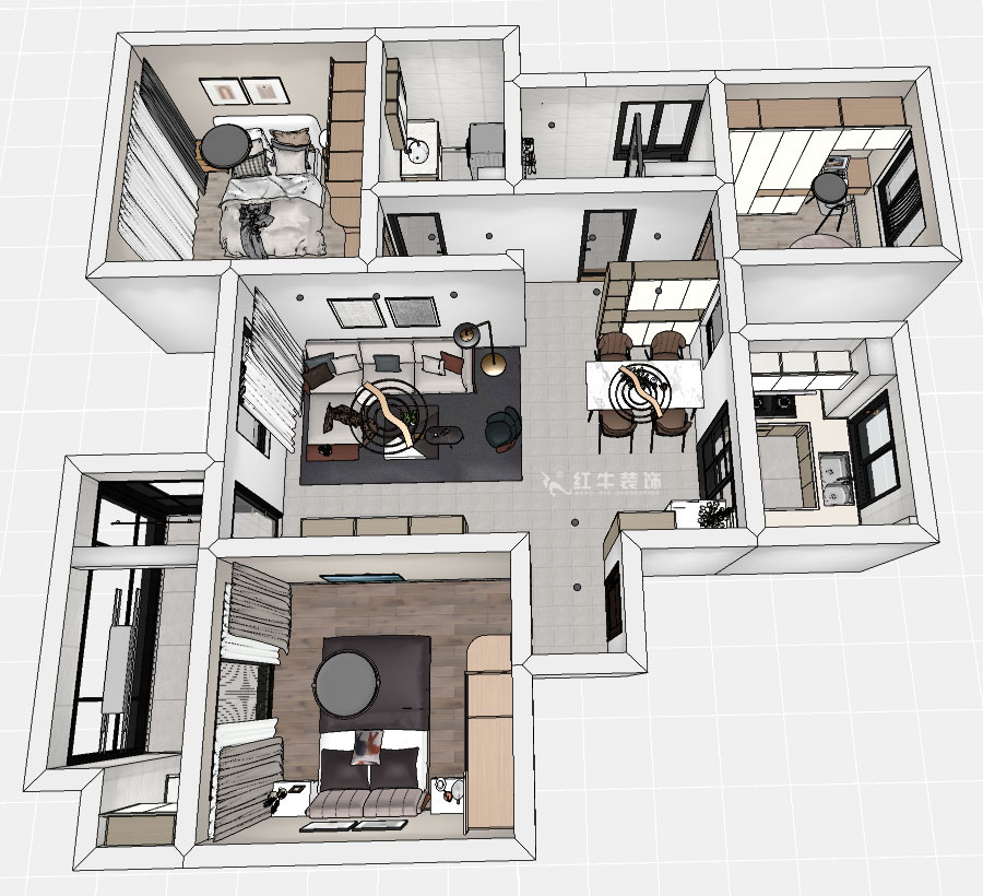 魏明花|山水云房37-1502-123㎡-現(xiàn)代簡(jiǎn)約風(fēng)格|3室2廳2衛(wèi)|毛坯房裝修|定制家|全包12萬|00_04鳥瞰圖