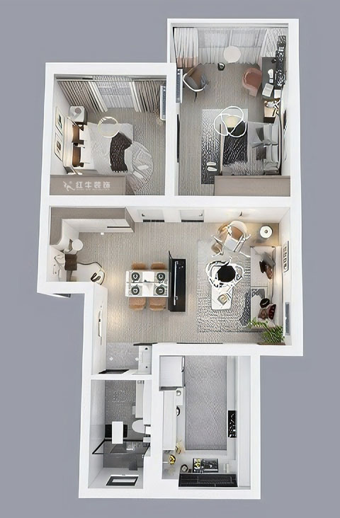 吳波|康居新寓6-602-90㎡-現(xiàn)代風(fēng)格|2室2廳2衛(wèi)|舊房裝修|定制家|全包12萬(wàn)|00_04鳥(niǎo)瞰圖