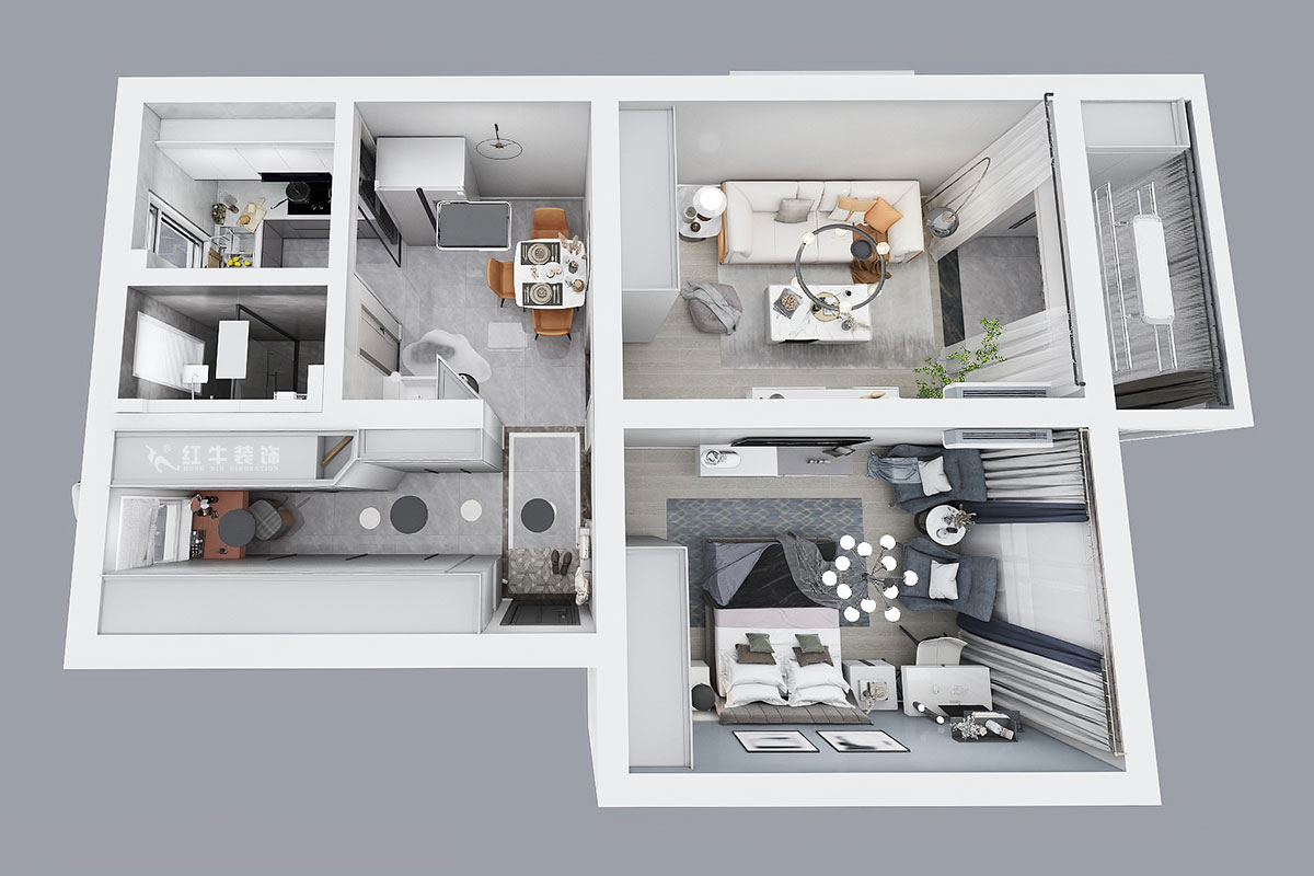 孟憲濤|陳家牌坊2-404-74㎡-簡約風(fēng)格|3室1廳1衛(wèi)|新房裝修|定制家|全包12萬|00_04鳥瞰圖