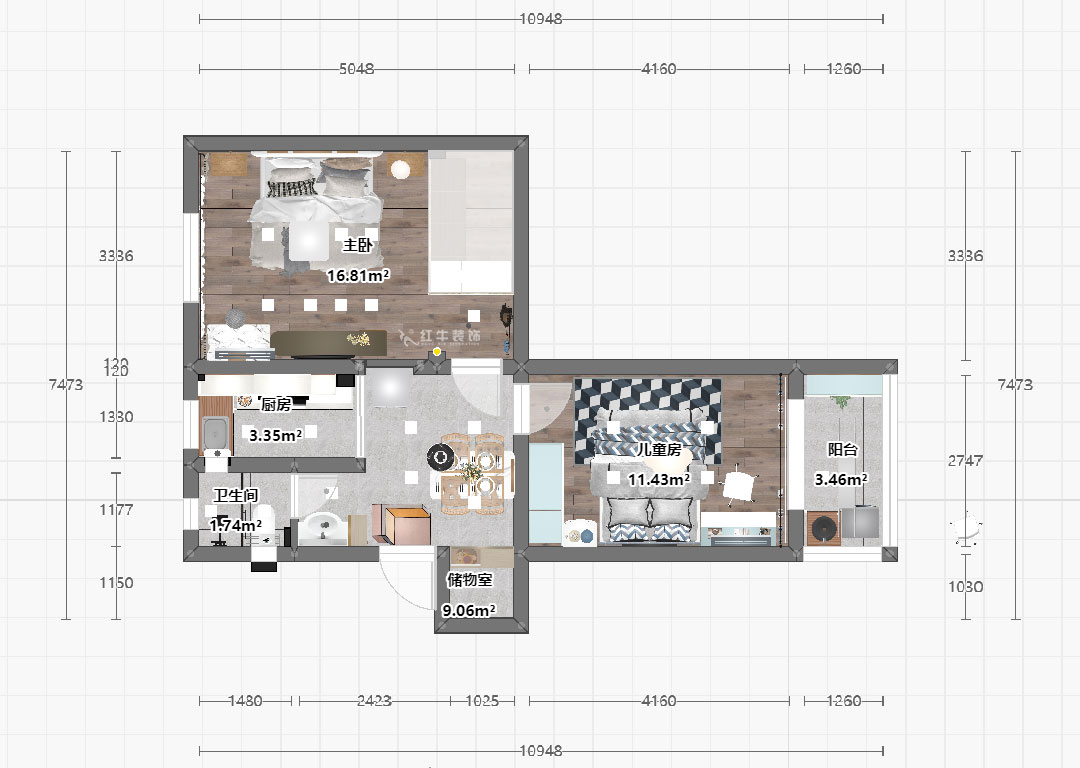 魏明花|天目路27號-305-60㎡-現(xiàn)代簡約風(fēng)格|2室1廳1衛(wèi)|二手房裝修|定制家|全包9