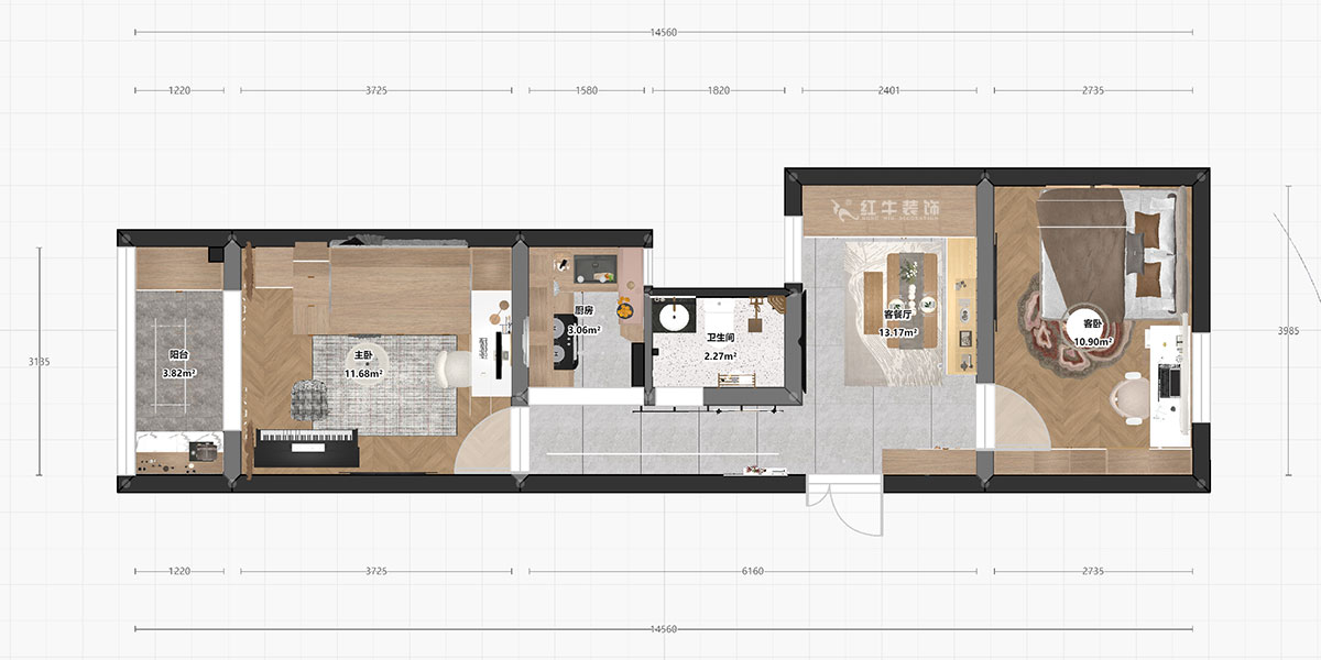 朱明琪|沙塘園11號609-60㎡-現(xiàn)代簡約風(fēng)格|2室1廳1衛(wèi)|老房翻新|定制家|全包11萬|00_04平面彩圖