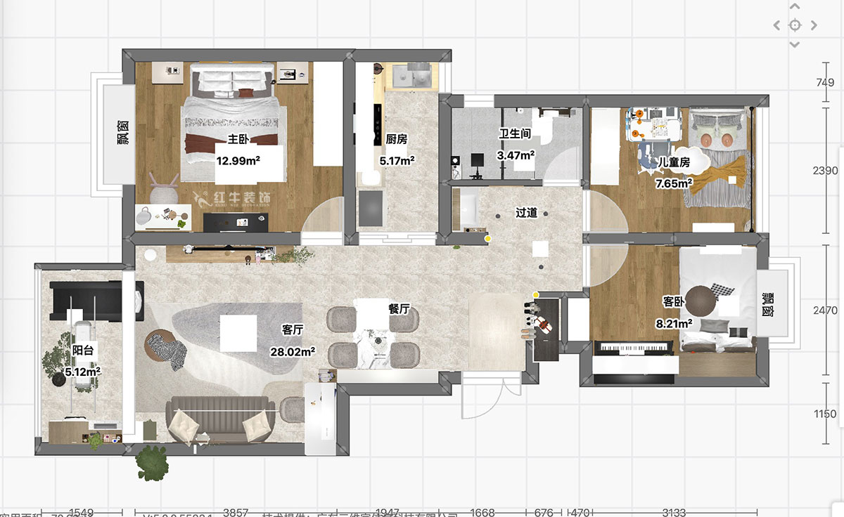 魏利利|林景紫園26-404-89㎡-現(xiàn)代簡約風(fēng)格|3室2廳1衛(wèi)|婚房裝修|定制家|全包12萬|00_03平面彩圖