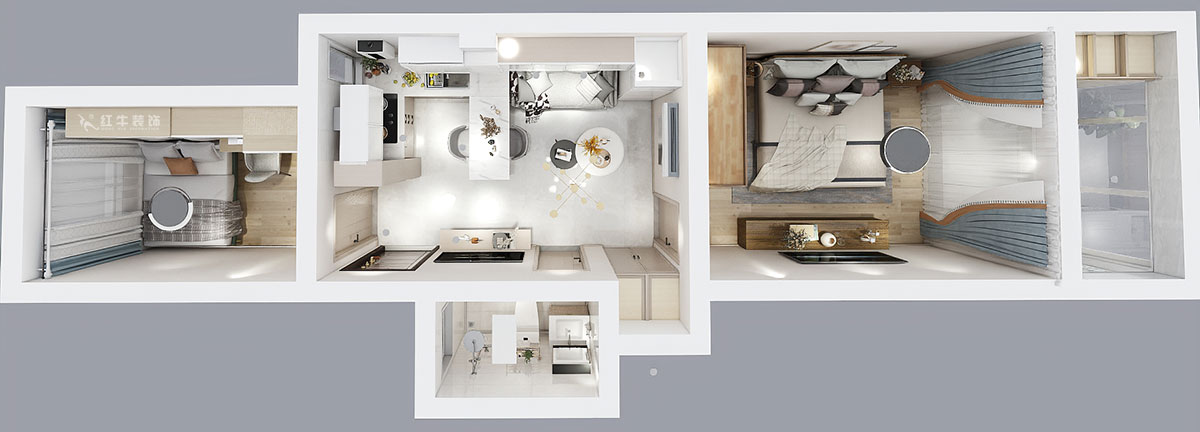 顧娟|衛(wèi)崗26號1-306-65㎡-現(xiàn)代風格|2室1廳1衛(wèi)|舊房裝修|定制家|全包11